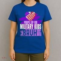 Purple Up For Military  Us Flag Cool Military Child Month T-Shirt thumb 4