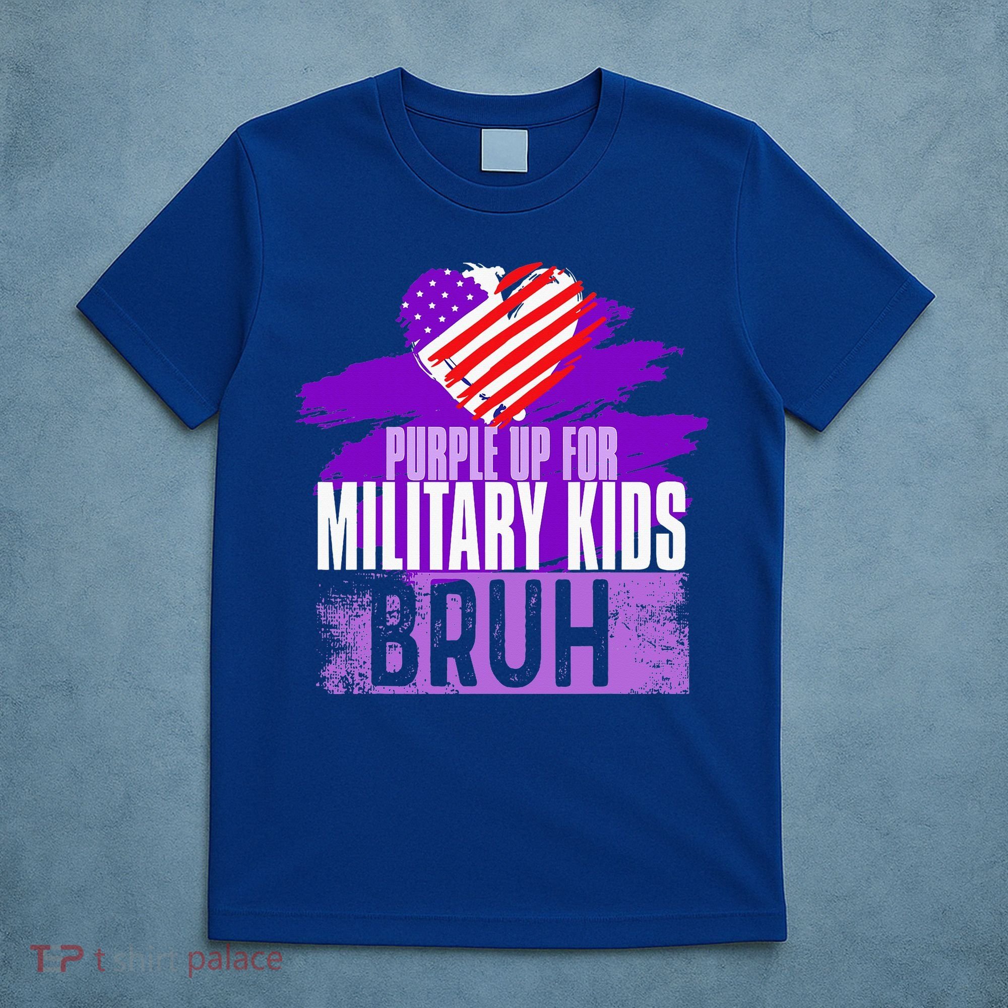 Purple Up For Military  Us Flag Cool Military Child Month T-Shirt