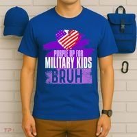 Purple Up For Military  Us Flag Cool Military Child Month T-Shirt thumb 6