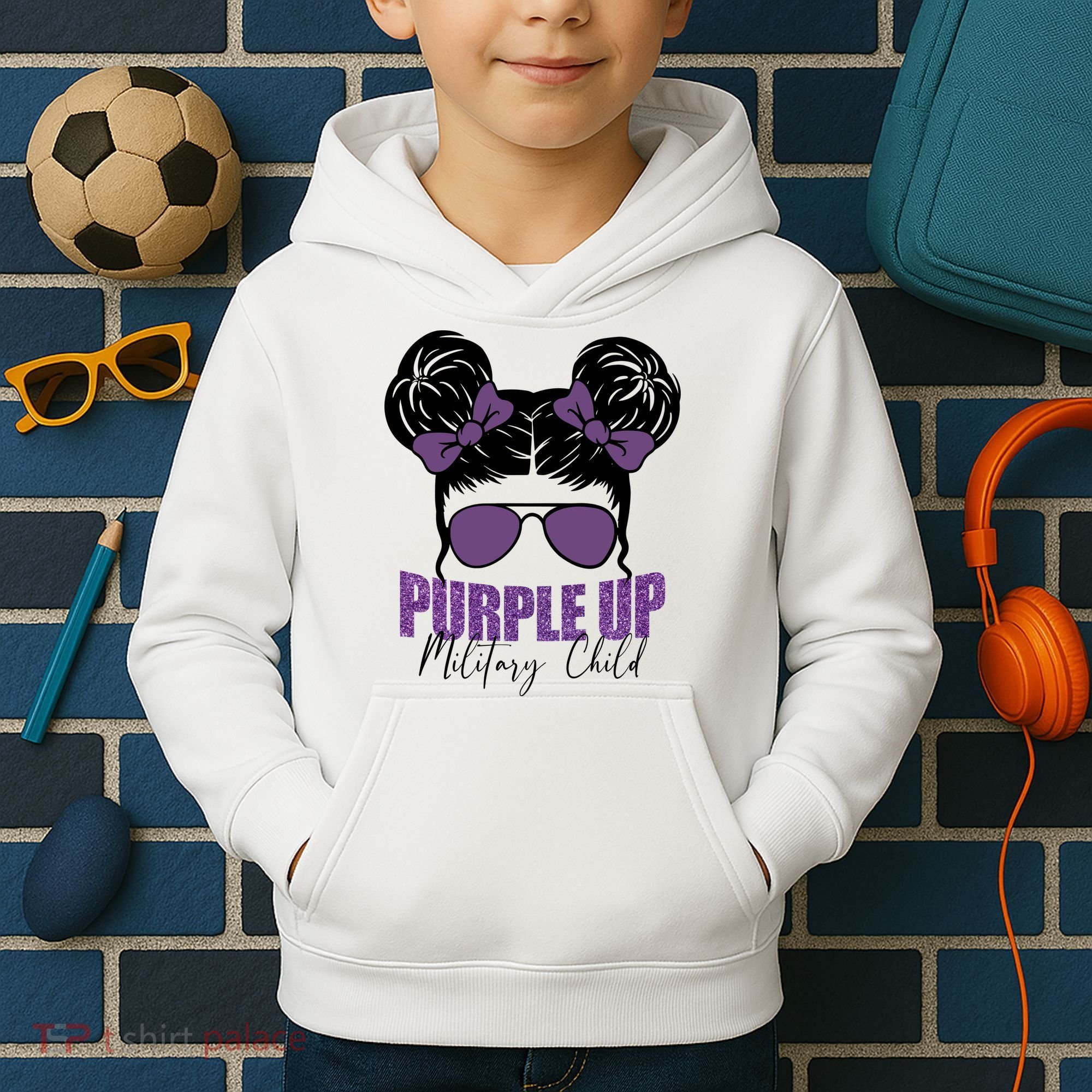 Purple Up For Military Child Awareness Kids Hoodie