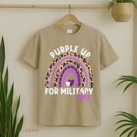 Purple Up For Military Month Military Child Rainbow T-Shirt thumb 2