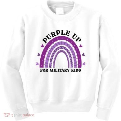 Purple Up For Military Rainbow Kids Sweatshirt
