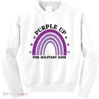 Purple Up For Military Rainbow Kids Sweatshirt thumb 0