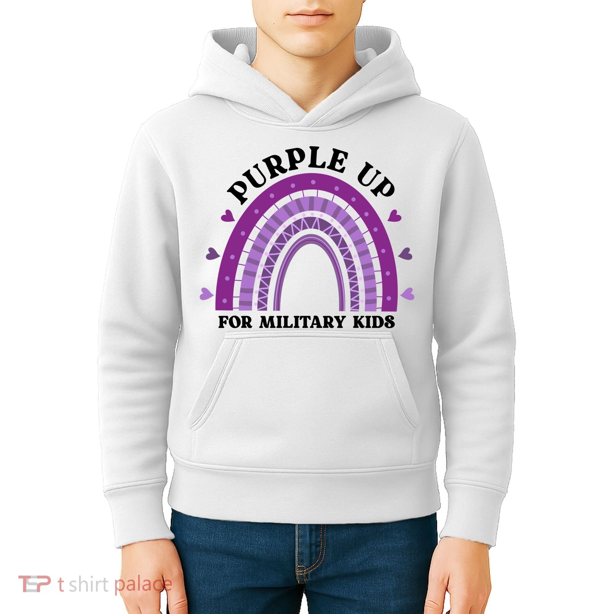 Purple Up For Military Rainbow Kids Hoodie