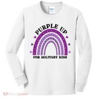 Purple Up For Military Rainbow Kids Long Sleeve Shirt thumb 0