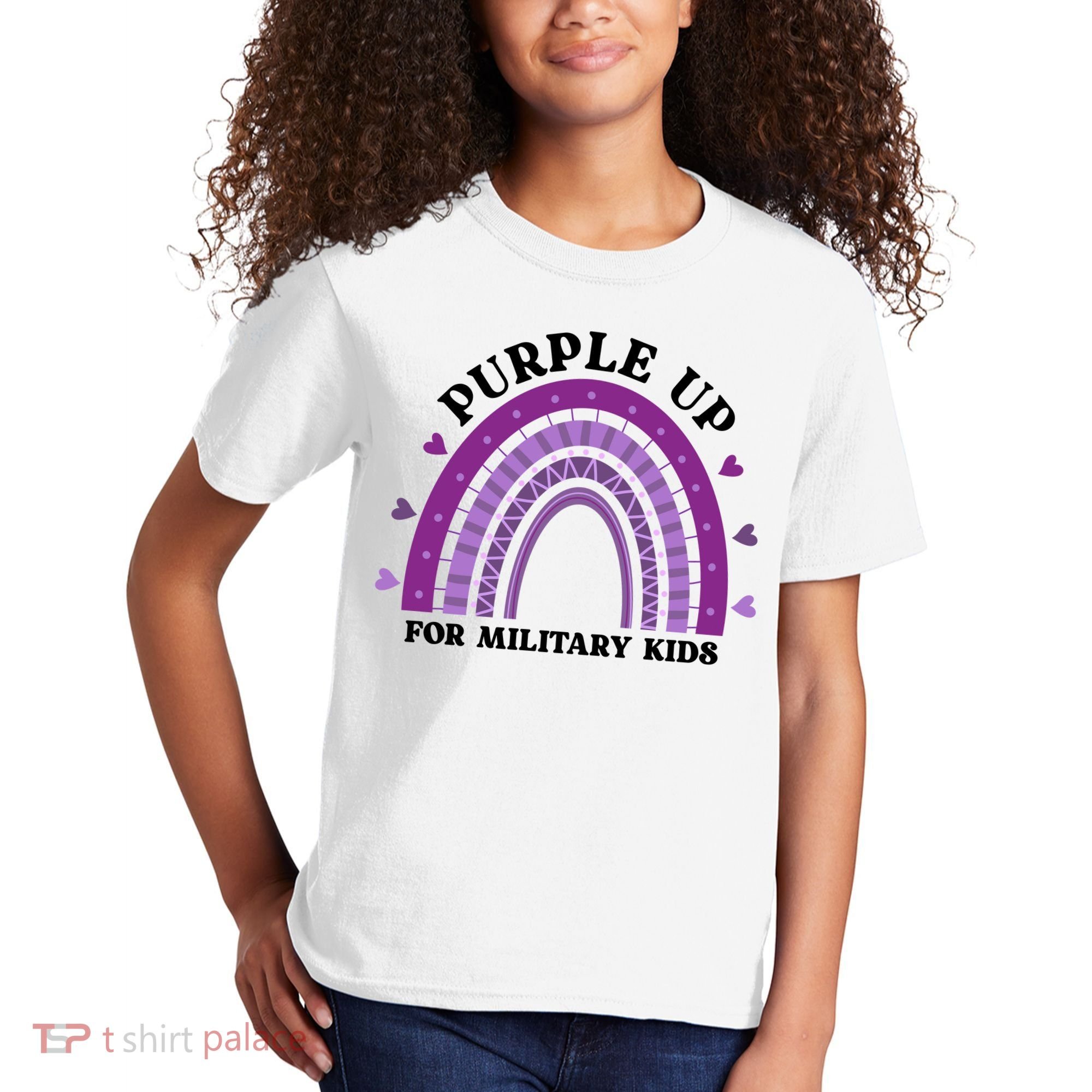 Purple Up For Military Rainbow Kids T-Shirt