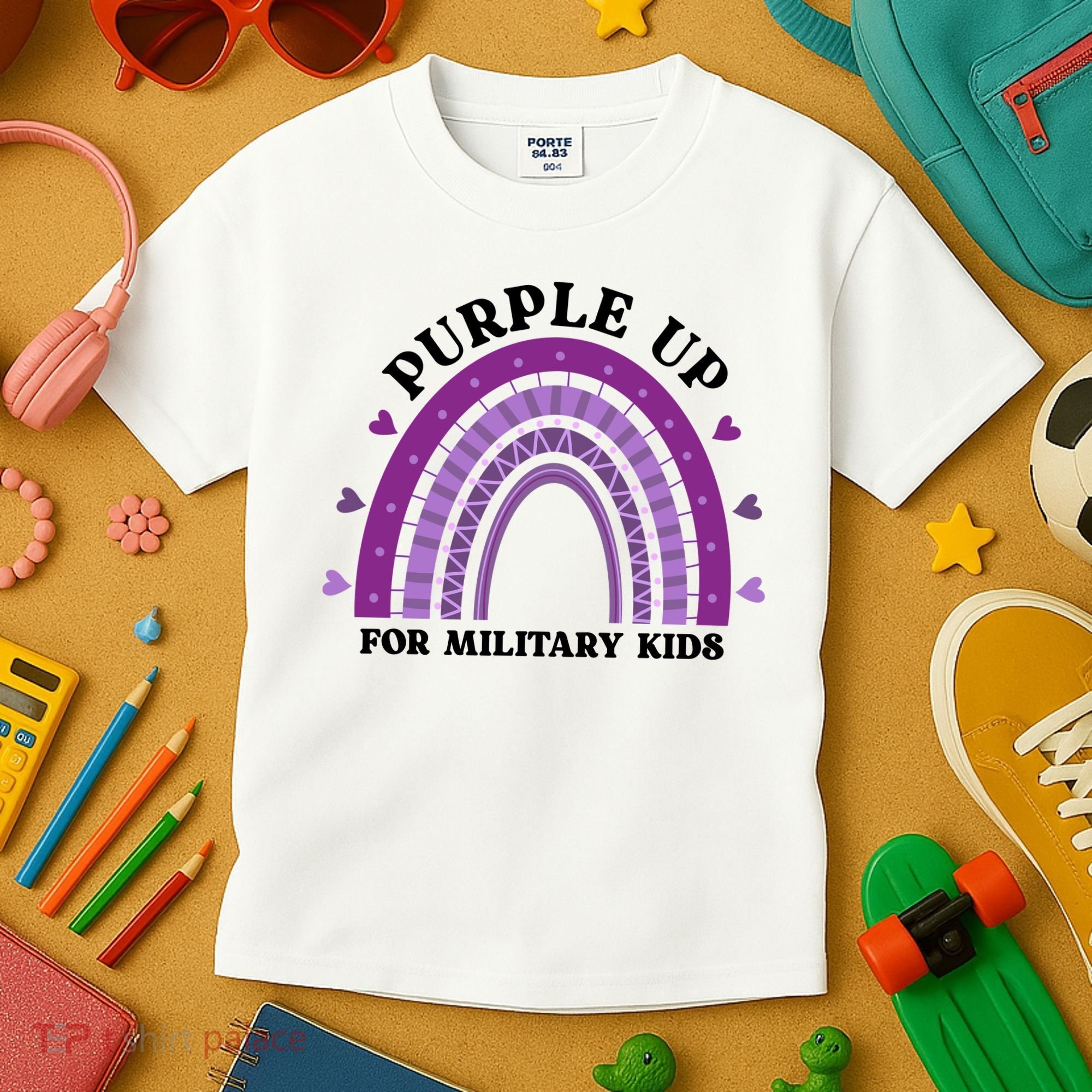 Purple Up For Military Rainbow Kids T-Shirt