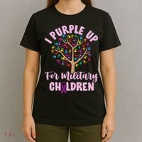Purple Up For Military Children Tree Month Of Military Child T-Shirt thumb 4