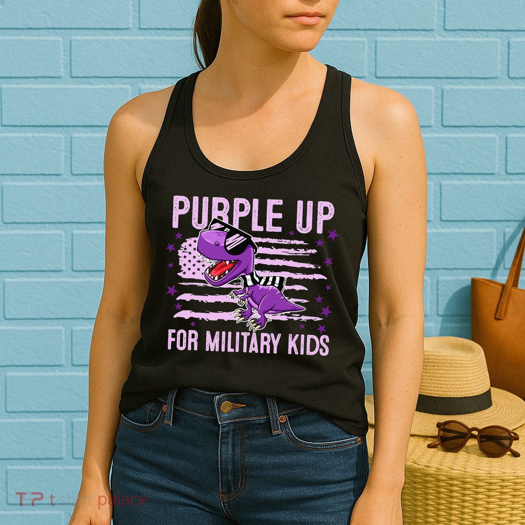 Purple Up For Military Dino Flag Cute April Women's Tank Top