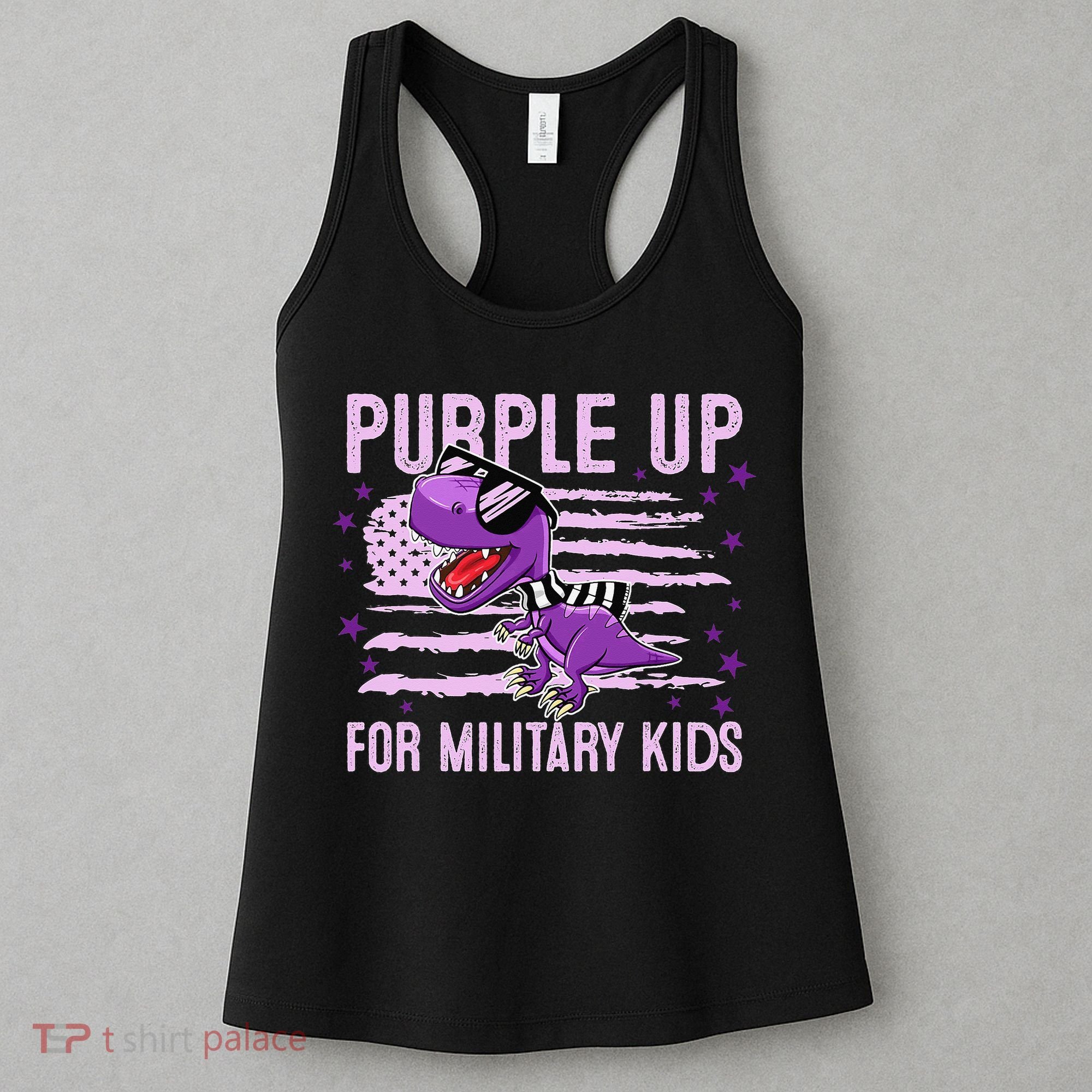 Purple Up For Military Dino Flag Cute April Women's Tank Top
