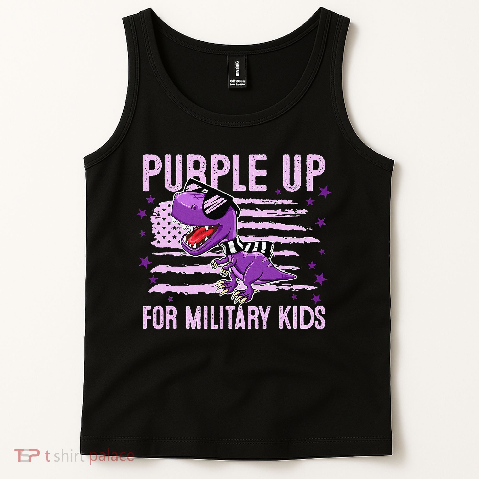 Purple Up For Military Dino Flag Cute April Tank Top