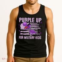 Purple Up For Military Dino Flag Cute April Tank Top thumb 3