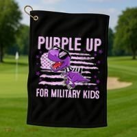 Purple Up For Military Dino Flag Cute April Golf Towel thumb 1