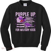 Purple Up For Military Dino Flag Cute April Kids Sweatshirt thumb 0