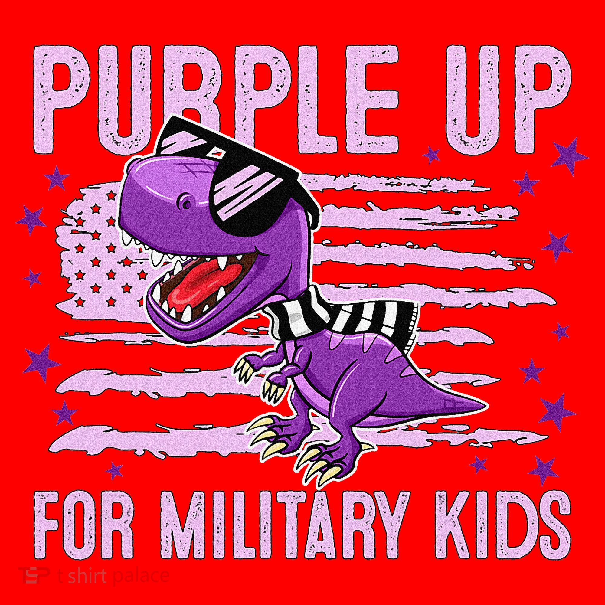 Purple Up For Military Dino Flag Cute April Santa Hat