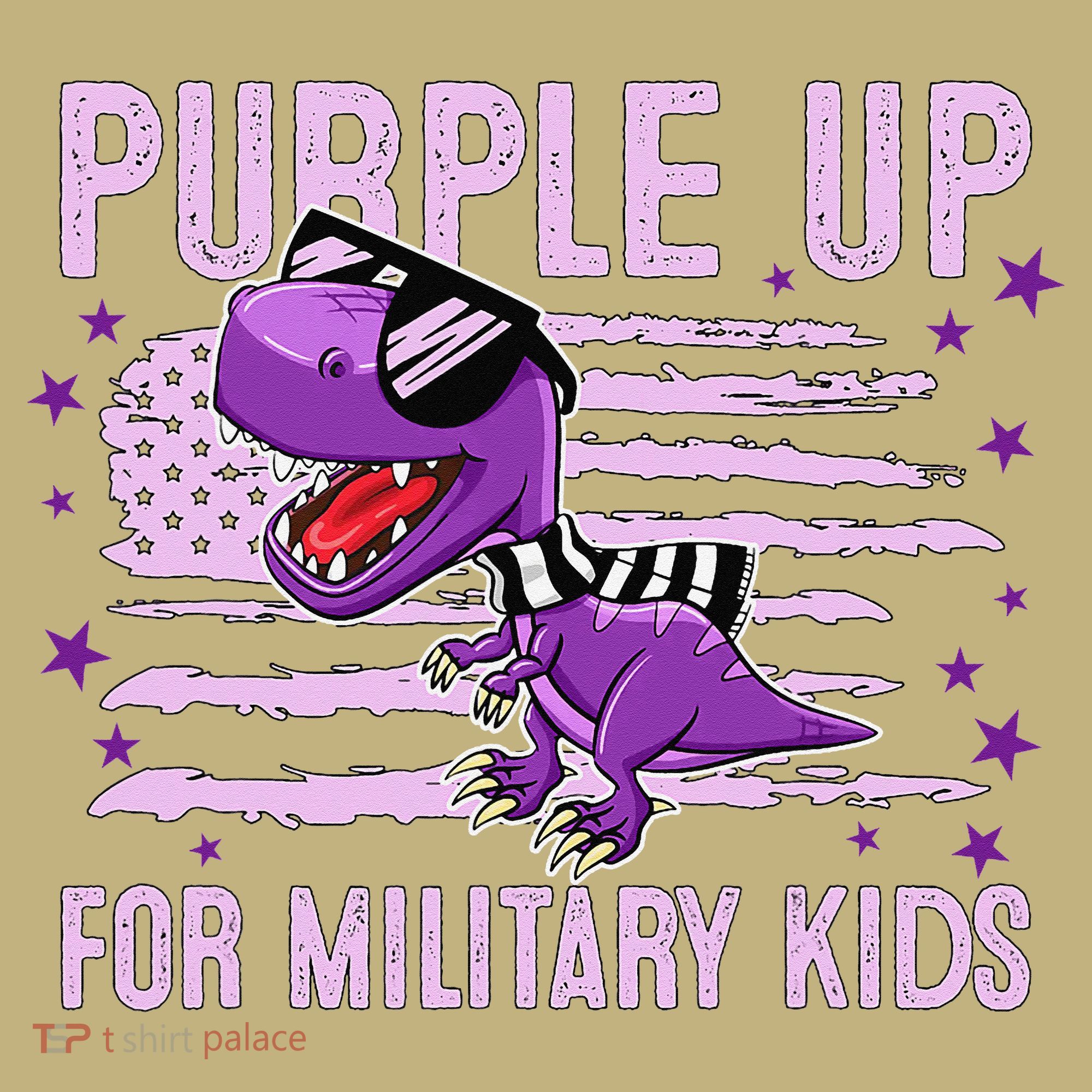 Purple Up For Military Dino Flag Cute April Long Sleeve Shirt