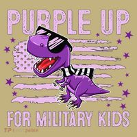 Purple Up For Military Dino Flag Cute April Button thumb 1