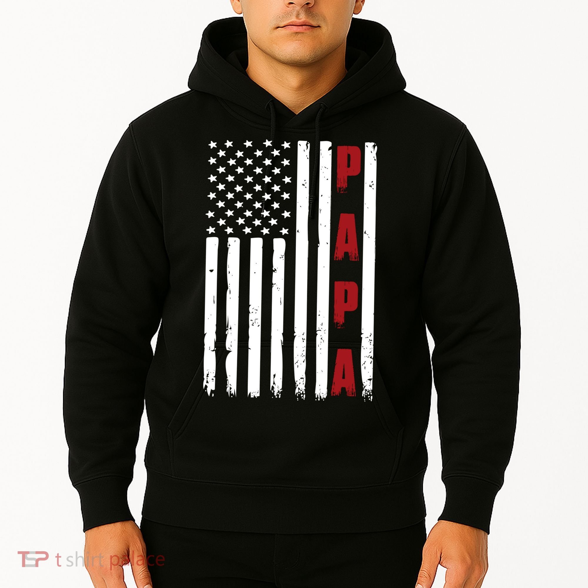 Papa USA Flag Gift For Dad Fathers Day Hoodie