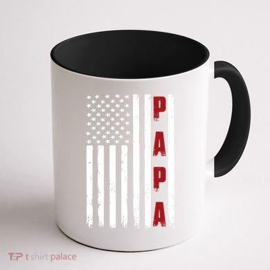 Papa USA Flag Gift For Dad Fathers Day Coffee Mug back