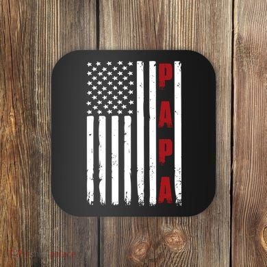 Papa USA Flag Gift For Dad Fathers Day Coaster