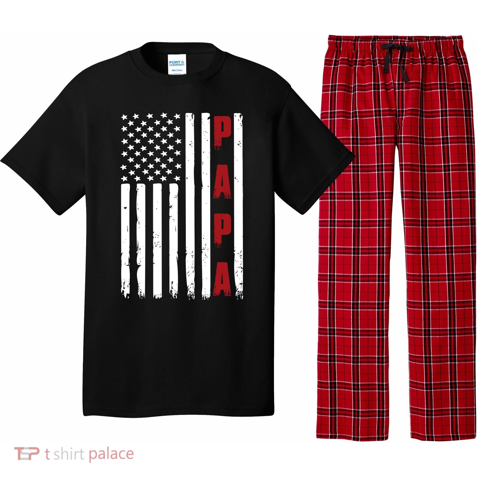 Papa USA Flag Gift For Dad Fathers Day Pajama Set