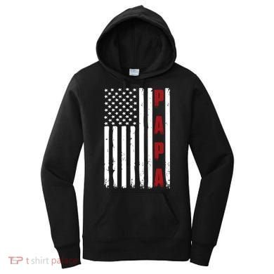 Papa USA Flag Gift For Dad Fathers Day Women's Hoodie