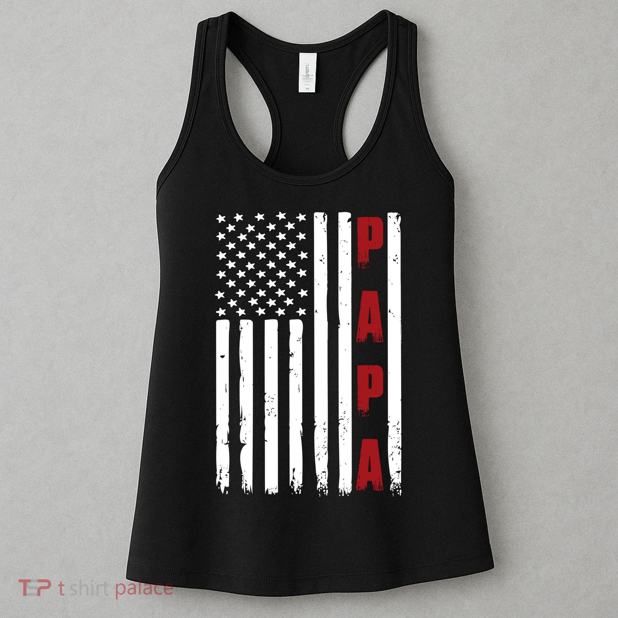 Papa USA Flag Gift For Dad Fathers Day Women's Tank Top