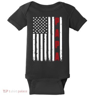 Papa USA Flag Gift For Dad Fathers Day Baby Bodysuit