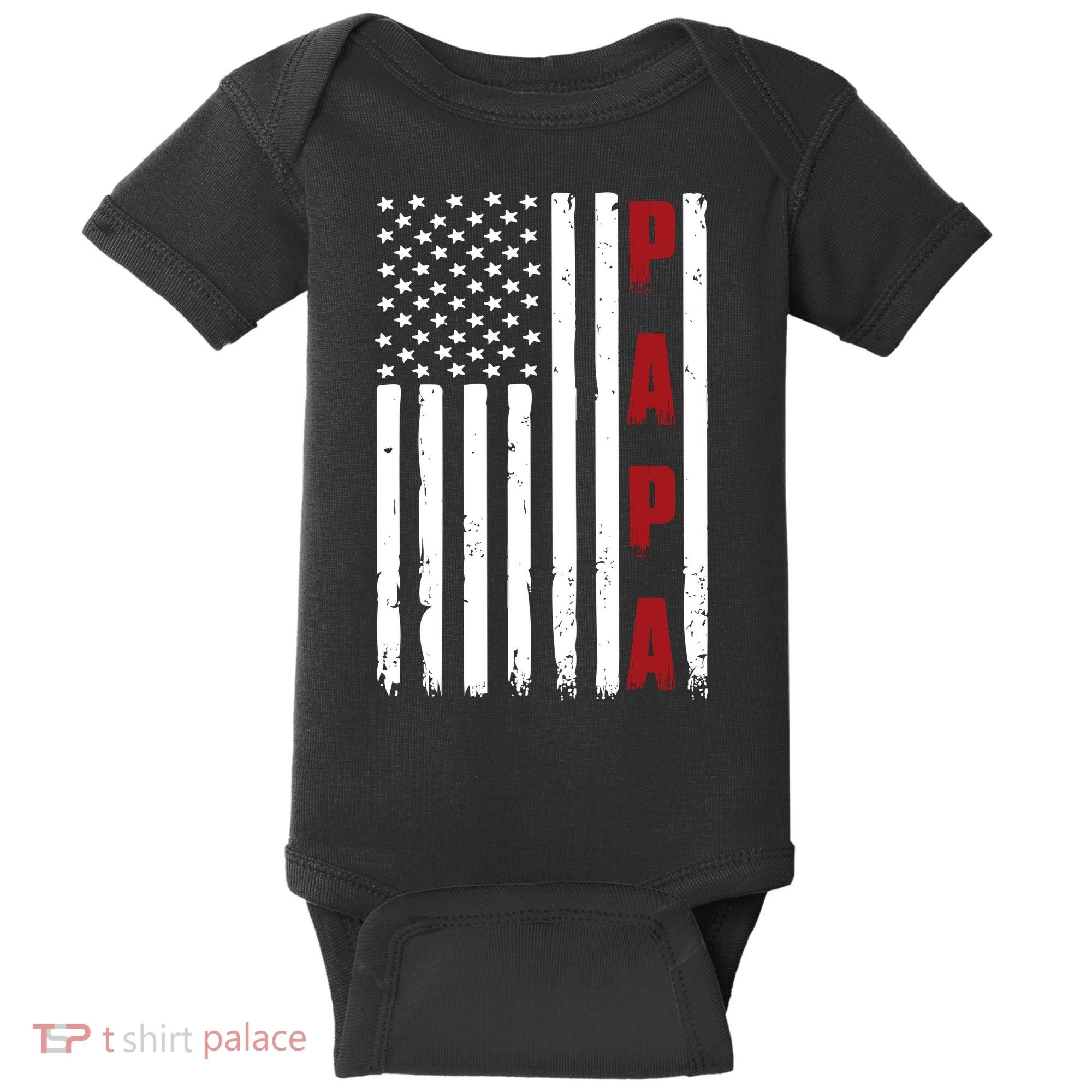 Papa USA Flag Gift For Dad Fathers Day Baby Bodysuit