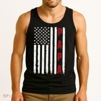 Papa USA Flag Gift For Dad Fathers Day Tank Top thumb 3
