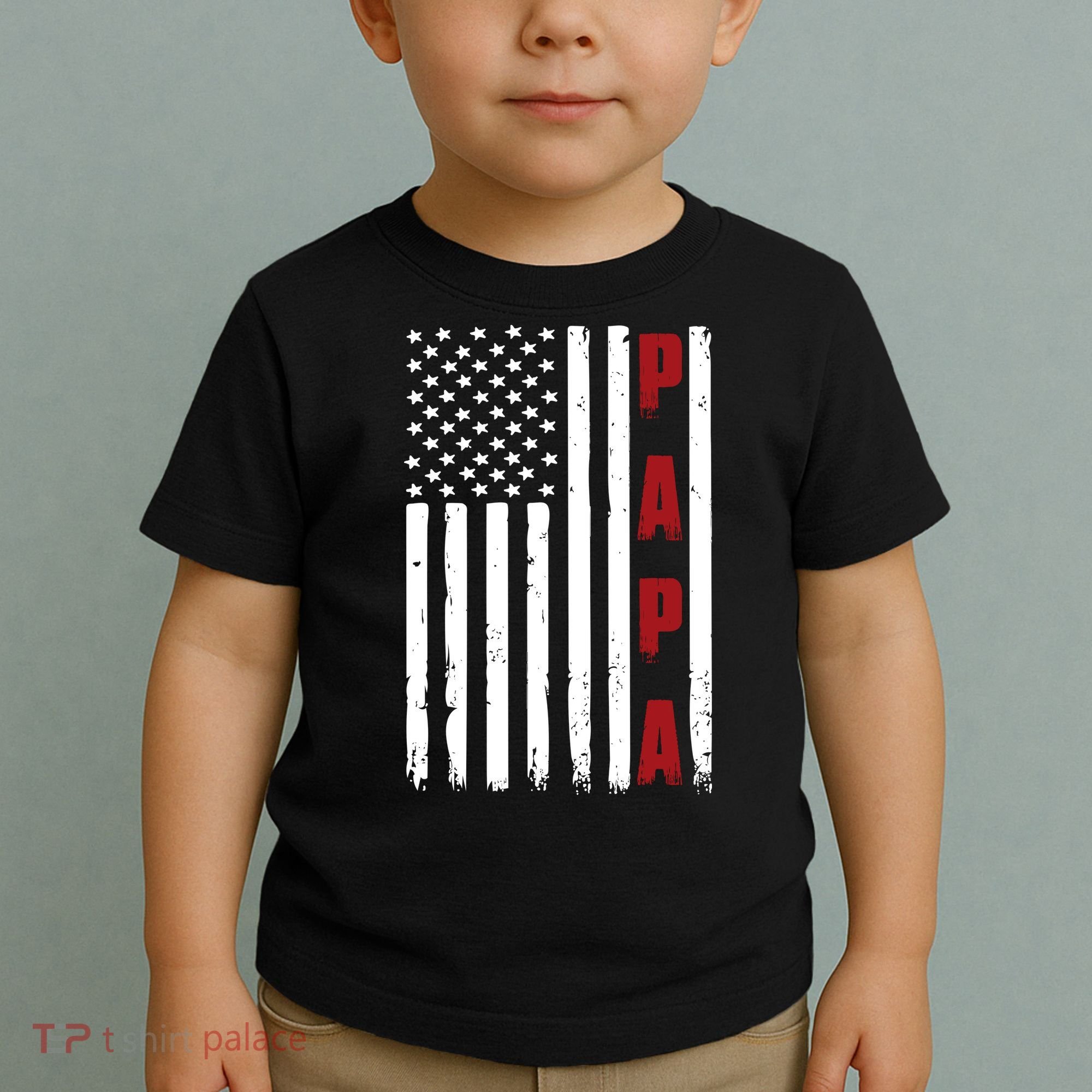Papa USA Flag Gift For Dad Fathers Day Toddler T-Shirt