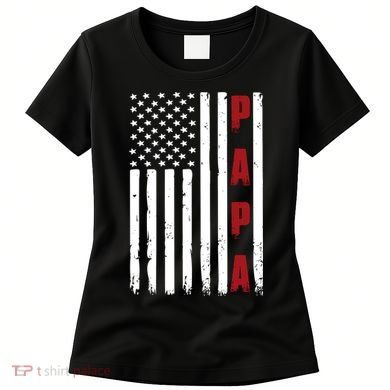 Papa USA Flag Gift For Dad Fathers Day Women's T-Shirt