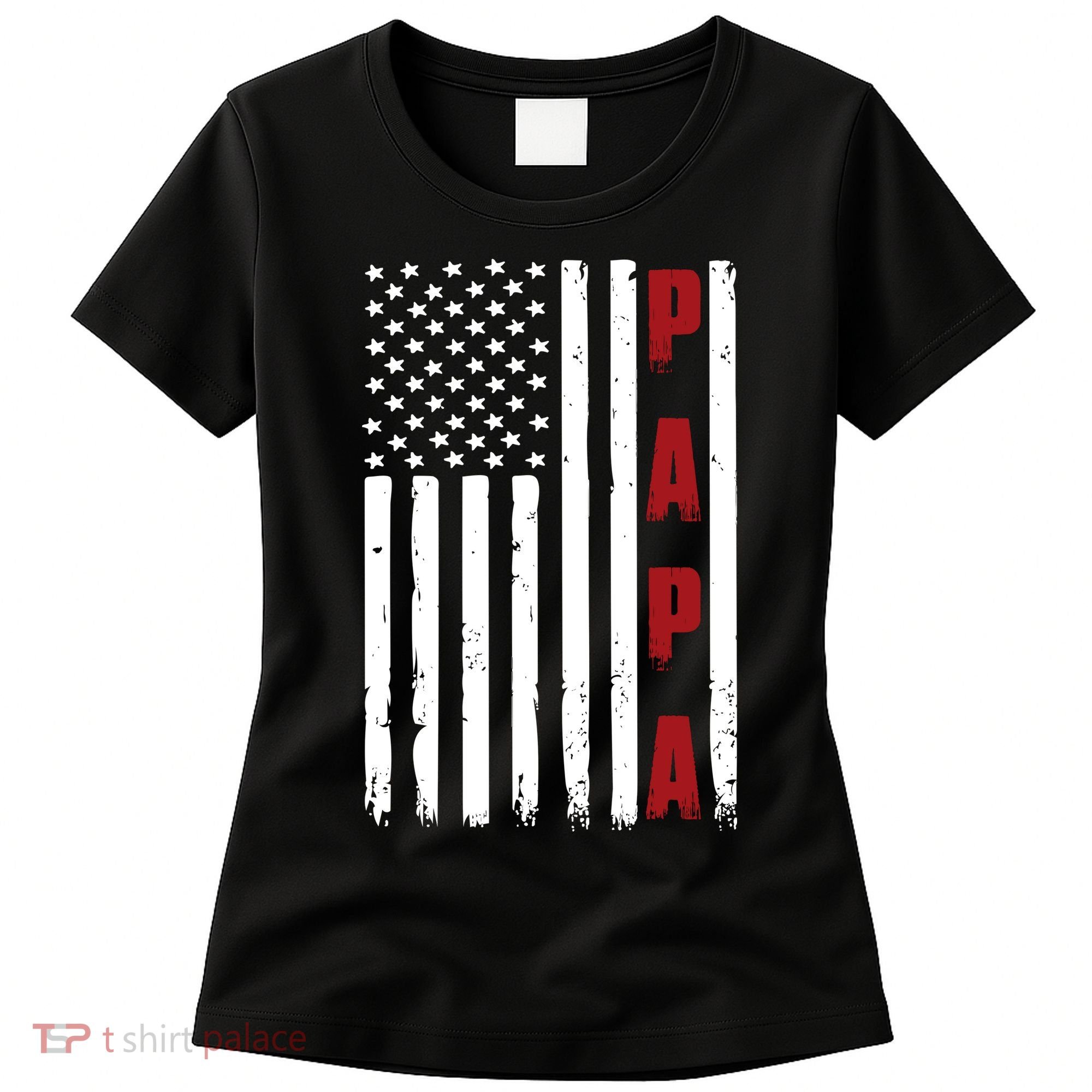 Papa USA Flag Gift For Dad Fathers Day Women's T-Shirt