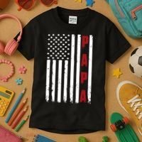 Papa USA Flag Gift For Dad Fathers Day Kids T-Shirt thumb 3