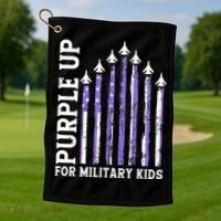 Purple Up For Military Child Month Air Force Golf Towel thumb 1