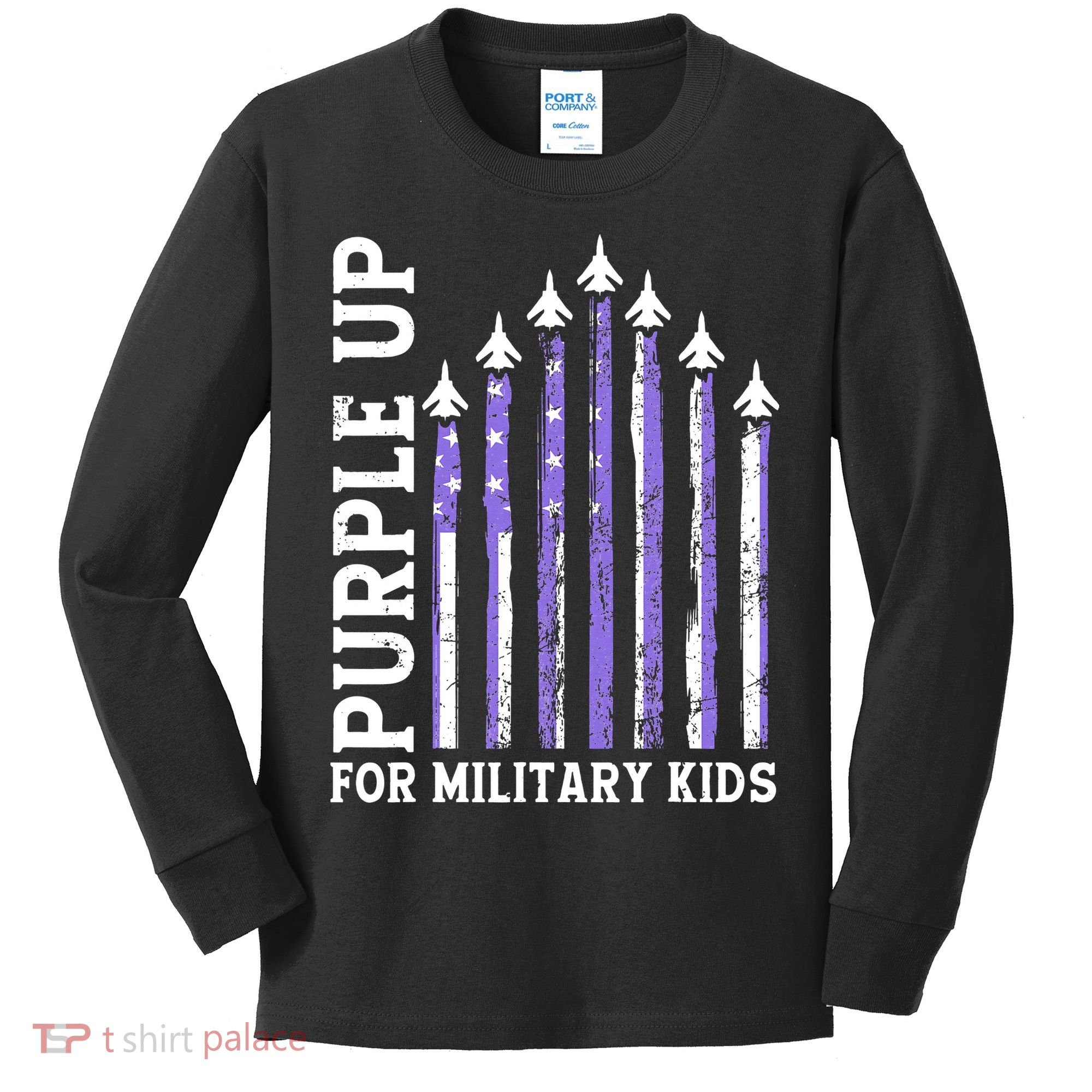 Purple Up For Military Child Month Air Force Kids Long Sleeve Shirt