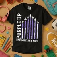 Purple Up For Military Child Month Air Force Kids T-Shirt thumb 3