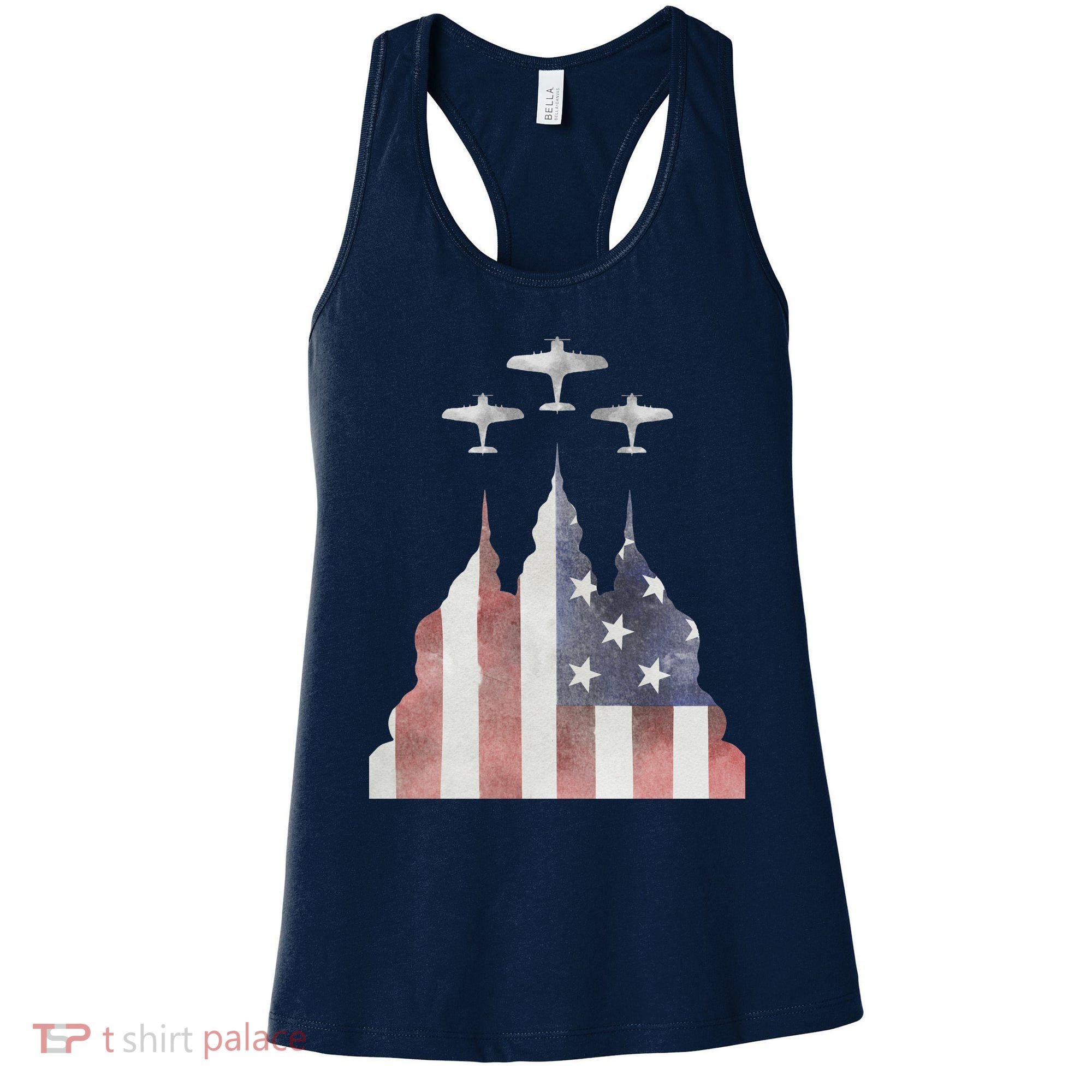 Patriotic Usa Flag Fighter Jets 4th Of July Women's Tank Top