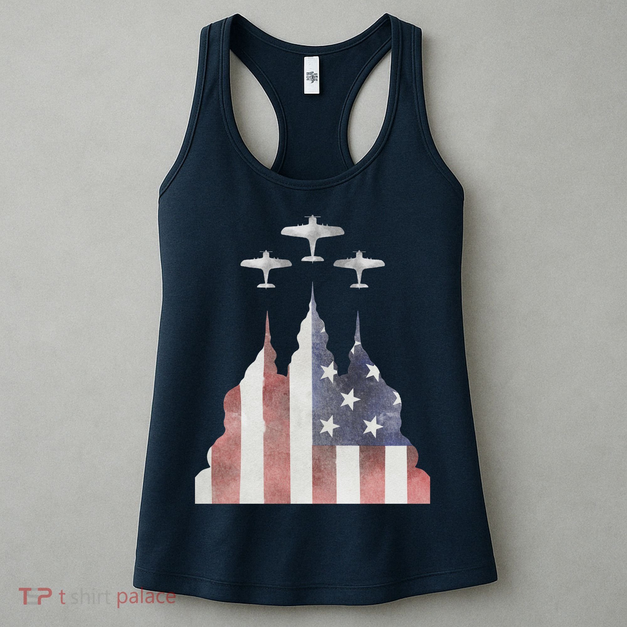Patriotic Usa Flag Fighter Jets 4th Of July Women's Tank Top
