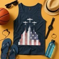 Patriotic Usa Flag Fighter Jets 4th Of July Tank Top thumb 4
