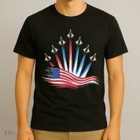 Patriotic Usa Flag Fighter Jets 4th Of July Women T-Shirt thumb 3