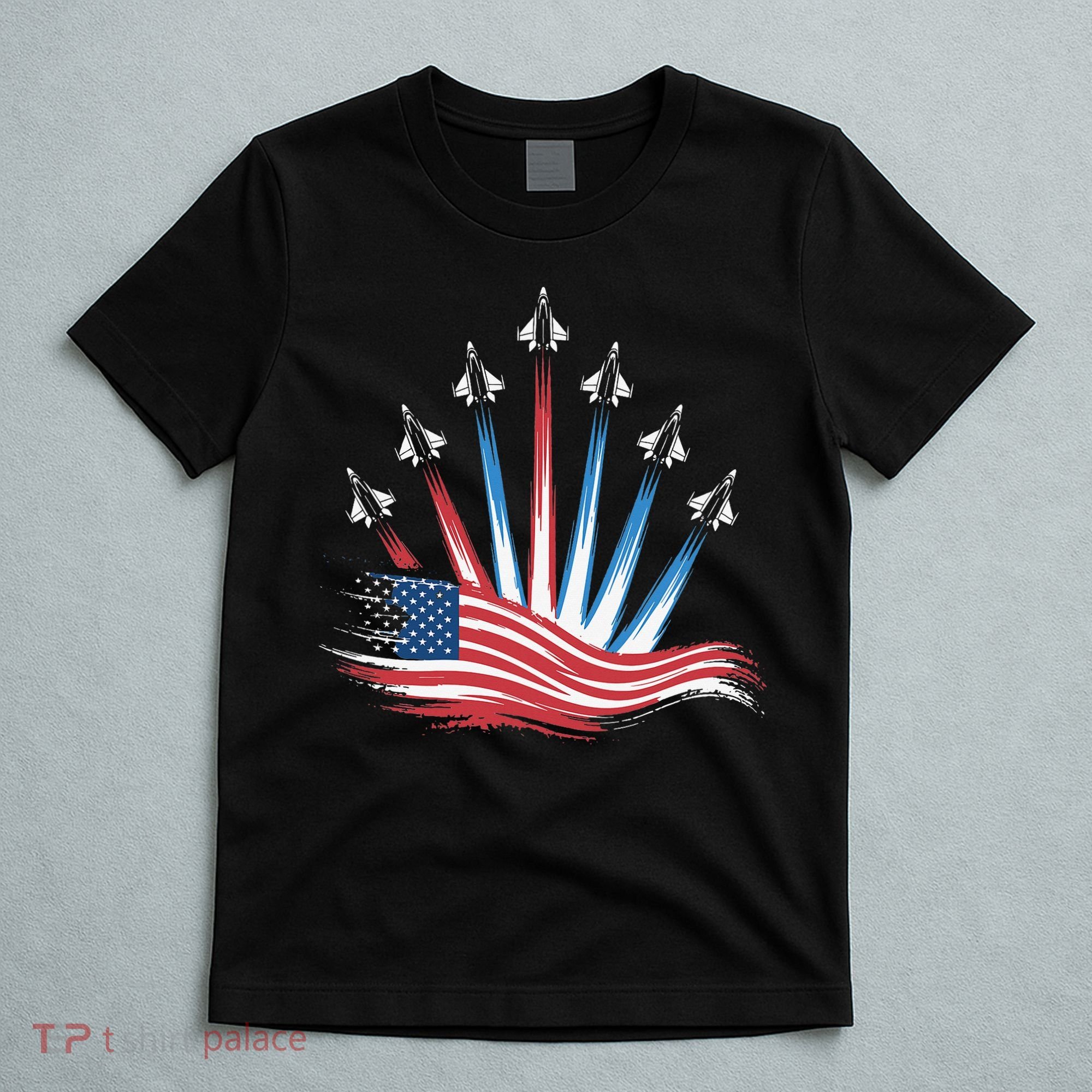Patriotic Usa Flag Fighter Jets 4th Of July Women T-Shirt