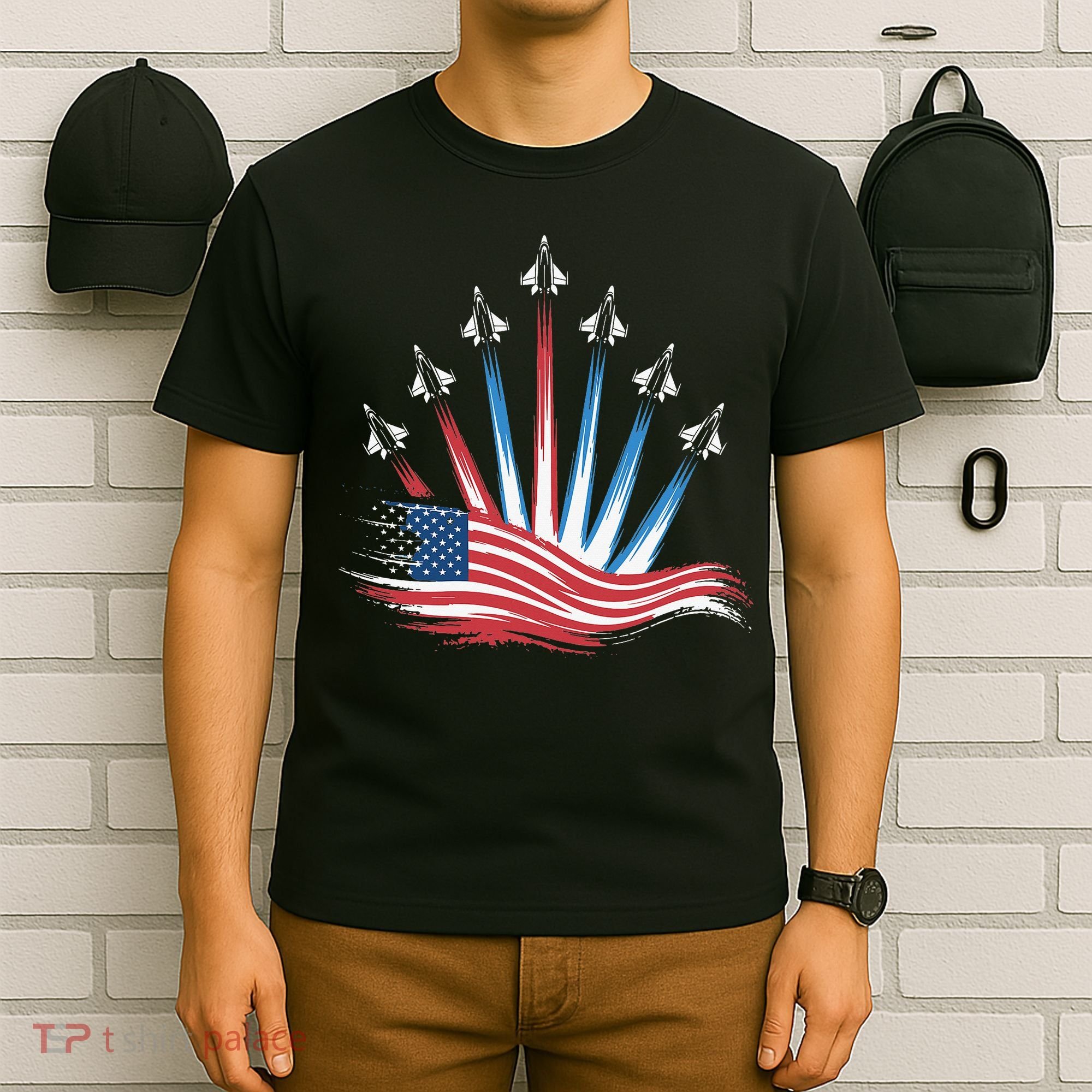 Patriotic Usa Flag Fighter Jets 4th Of July Women T-Shirt