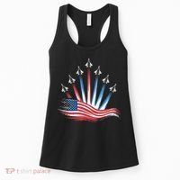 Patriotic Usa Flag Fighter Jets 4th Of July Women Women's Tank Top thumb 0