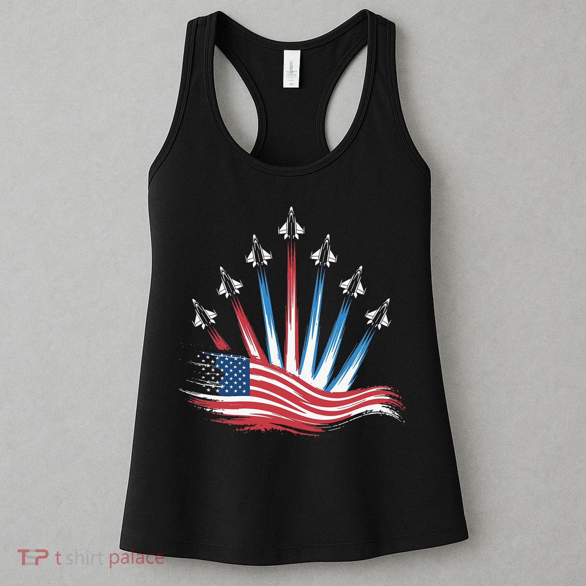 Patriotic Usa Flag Fighter Jets 4th Of July Women Women's Tank Top