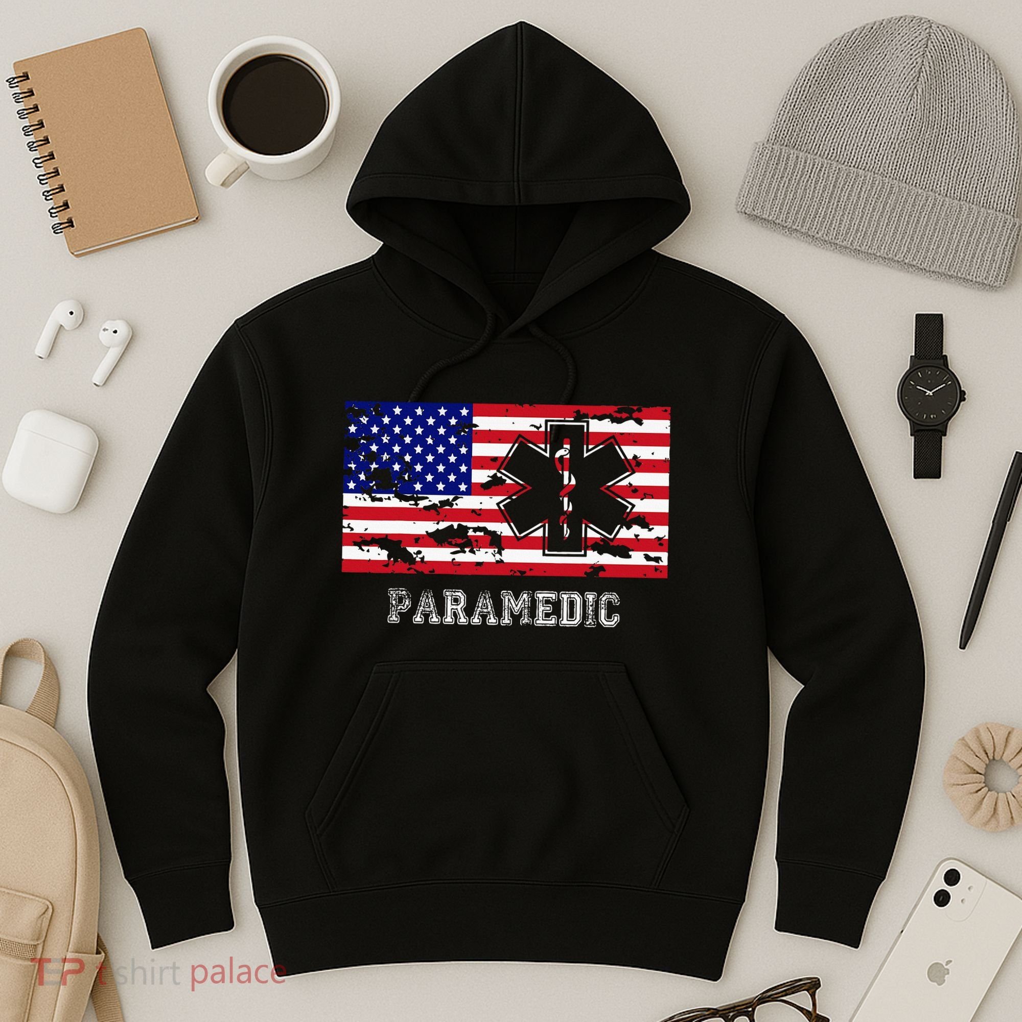 Paramedic Usa Flag Hoodie
