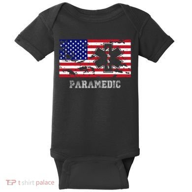 Paramedic Usa Flag Baby Bodysuit