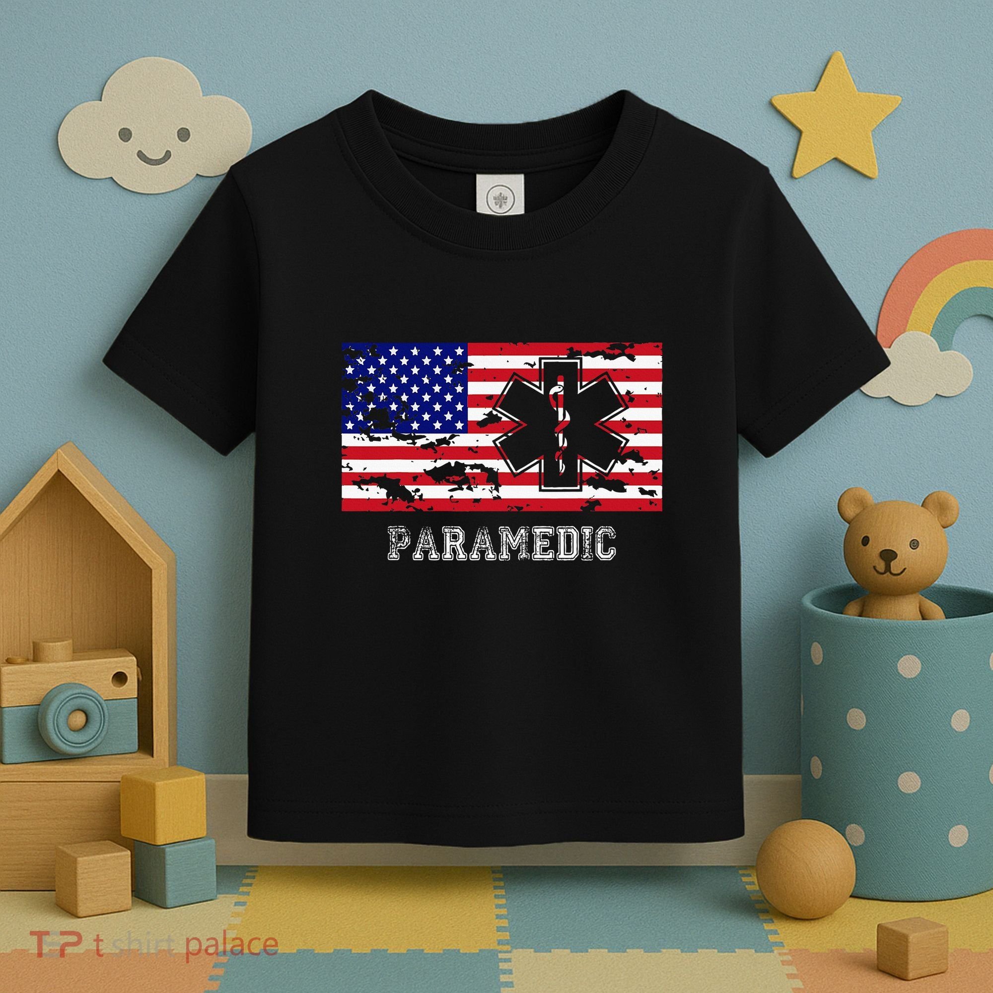 Paramedic Usa Flag Toddler T-Shirt