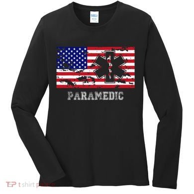 Paramedic Usa Flag Women's Long Sleeve Shirt