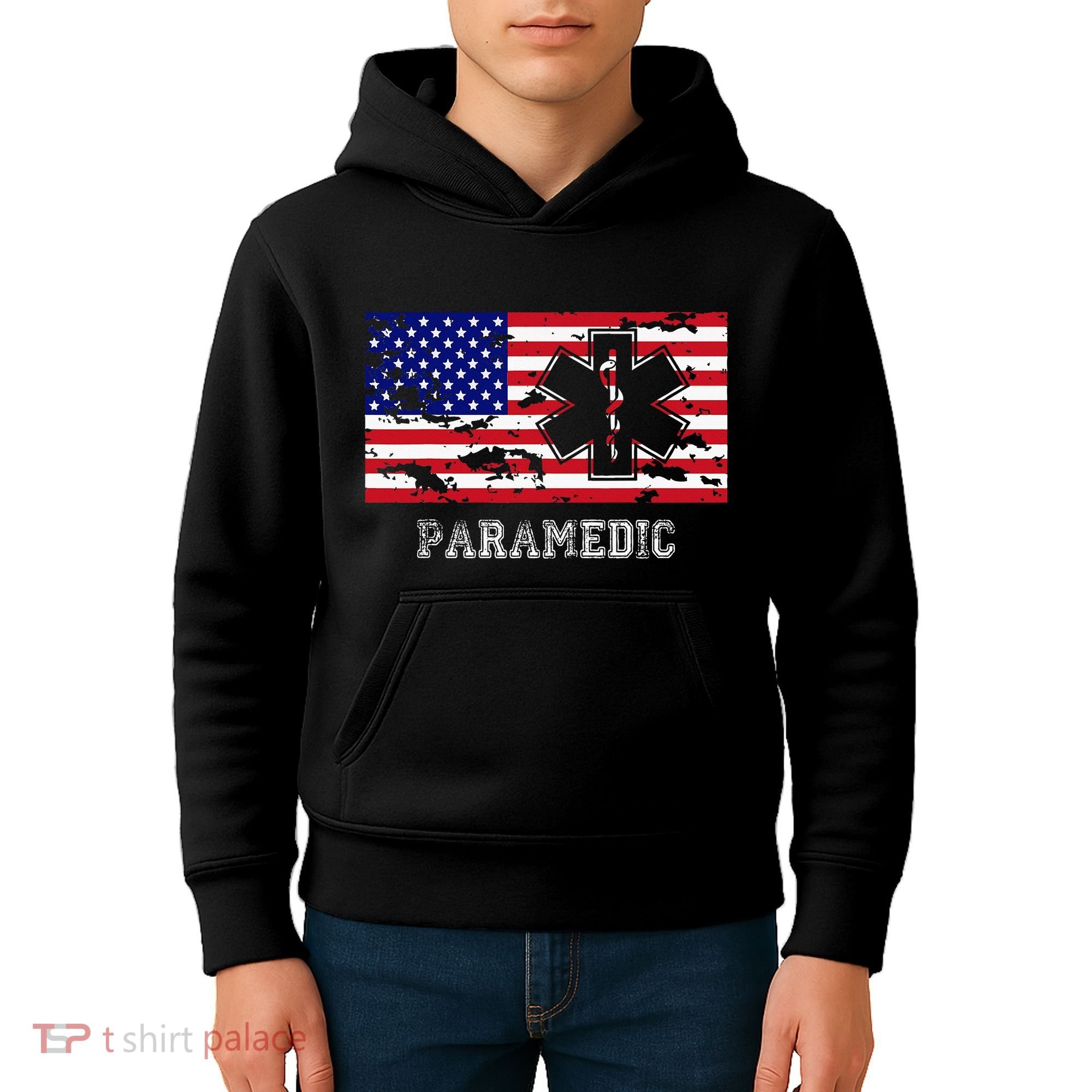 Paramedic Usa Flag Kids Hoodie